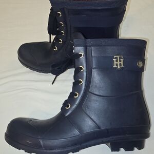 Tommy Hilfiger Navy Winter Felt Lined Snow Rain Boots